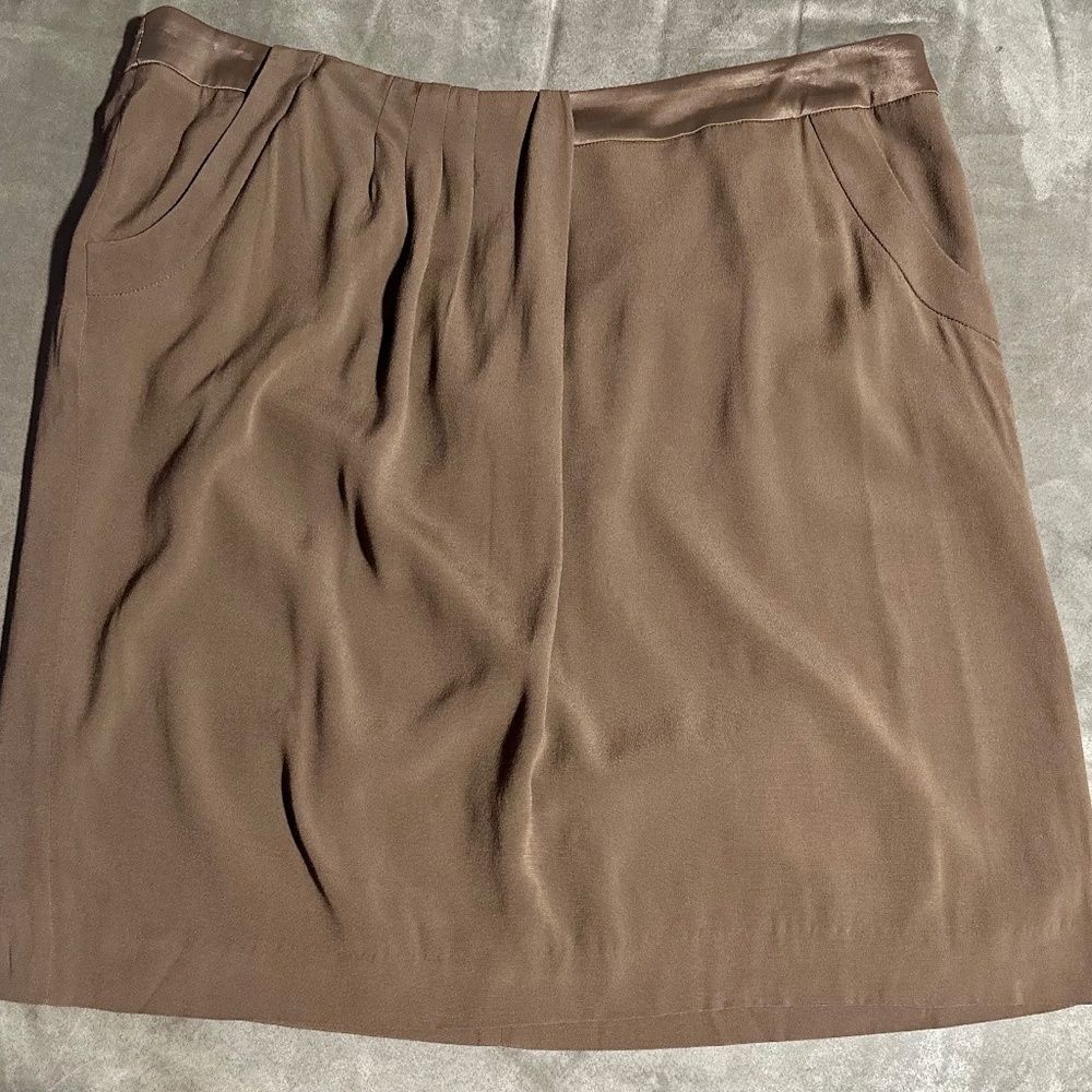 ETCETERA Workwear Chocolate Brown Skirt Knee Length With Pockets Size 16 EUC.